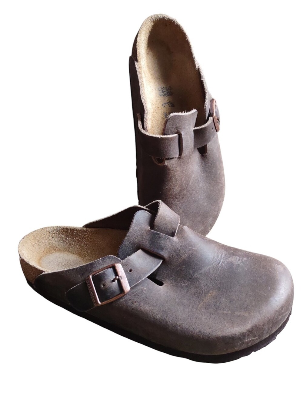 Birkenstock Size 7 Boston Habana Oiled Leather Clog Brown Sandals